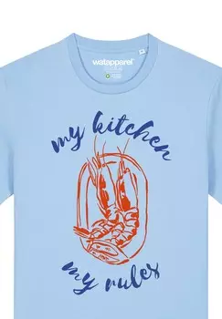 Футболка с принтом MY KITCHEN MY RULES watapparel, светло-голубой