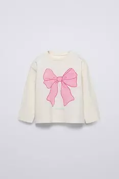 Футболка с принтом на кармане ZARA, песочный