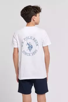 Футболка с принтом на спине для мальчиков U.S. Polo Assn, белый