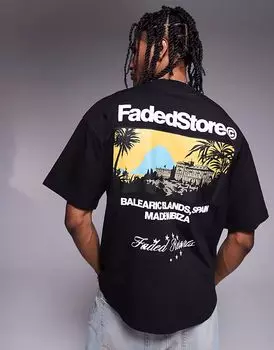 Футболка с принтом на спине Faded Store resort мотива черного цвета