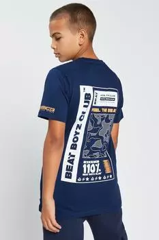 Футболка с принтом на спине 'Flyer' Beat Boyz Club, темно-синий