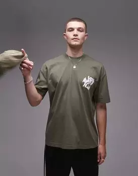 Футболка с принтом на спине Орландо зеленого цвета AllSaints