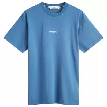 Футболка с принтом на спине с четырьмя институциональными значками Stone Island, синий