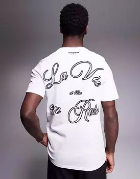 Футболка с принтом на спине с французским мотивом Sixth June белого цвета