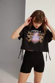 Футболка с принтом на завязках по бокам Черная VATKALI, черный