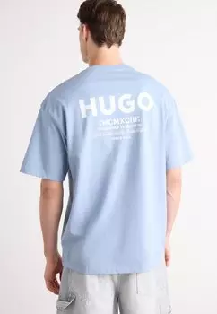 Футболка с принтом NALONO HUGO, светло-голубой
