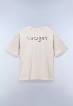 Футболка с принтом Napapijri, бежевый