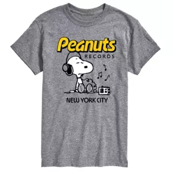 Футболка с принтом наушников Snoopy от Big & Tall Peanuts Records Licensed Character, серый
