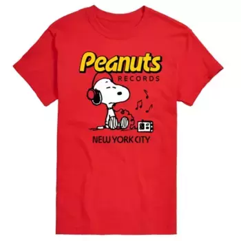 Футболка с принтом наушников Snoopy от Big & Tall Peanuts Records Licensed Character, красный