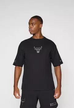 Футболка с принтом NBA CHICAGO BULLS WAFFLE TEE New Era, черный