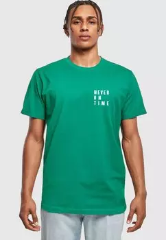 Футболка с принтом NEVER ON TIME Merchcode, цвет forest green