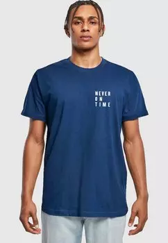 Футболка с принтом NEVER ON TIME Merchcode, цвет light navy