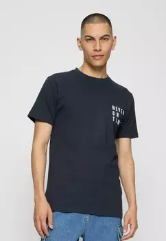 Футболка с принтом NEVER ON TIME TEE Merchcode, темно-синий