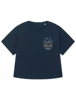 Футболка с принтом NEVER STOP EXPLORING watapparel, темно-синий