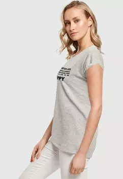 Футболка с принтом NEVER TOO LATE EXTENDED SHOULDER Merchcode, серый