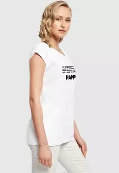 Футболка с принтом NEVER TOO LATE EXTENDED SHOULDER Merchcode, белый