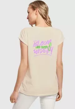 Футболка с принтом NEVER TOO LATE EXTENDED SHOULDER Merchcode, белый