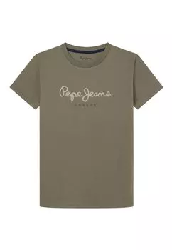 Футболка с принтом NEW ART Pepe Jeans, цвет military green
