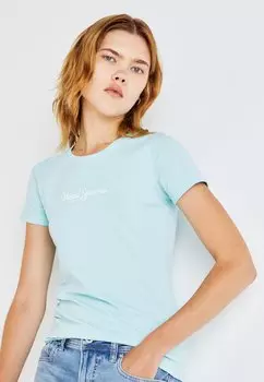 Футболка с принтом New Virginia Pepe Jeans, цвет aqua blue
