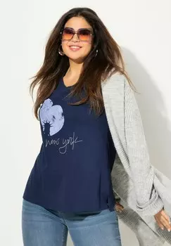 Футболка с принтом NEW YORK SHORT SLEEVE GRAPHIC TEE Ulla Popken, темно-синий