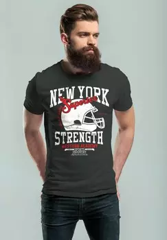 Футболка с принтом NEW YORK SUPERIOR FOOTBALL HELMET Neverless, цвет Mottled Black