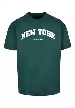 Футболка с принтом NEW YORK WORDING HEAVY OVERSIZE Merchcode, цвет bottlegreen