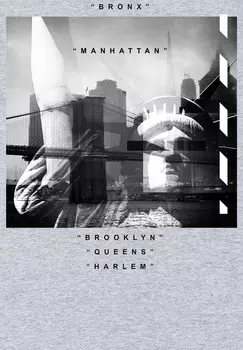 Футболка с принтом NEXT STOP THE FIVE BOROUGHS Henry Tiger, цвет Mottled Light Grey