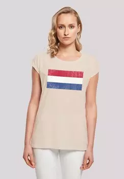 Футболка с принтом NIEDERLANDE HOLLAND FLAGGE DISTRESSED F4NT4STIC, песочный