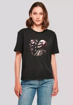 Футболка с принтом NIEDLICHES GOTH SKELETT HERZ SEIFENBLASEN F4NT4STIC, черный