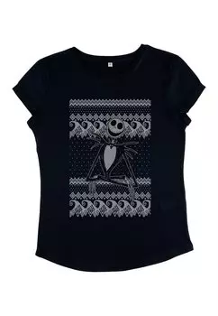 Футболка с принтом NIGHTMARE BEFORE CHRISTMAS JACK INTARSIA SWEATER Henry Tiger, темно-синий