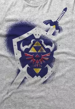 Футболка с принтом NINTENDO LEGEND OF ZELDA SHIELD Henry Tiger, цвет Mottled Light Grey