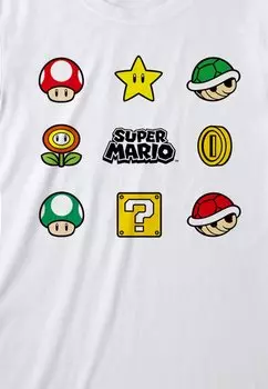 Футболка с принтом NINTENDO SUPER MARIO ITEMS Henry Tiger, белый