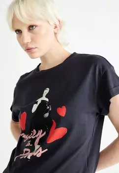 Футболка с принтом NMGABY EMILY PARIS Noisy May, темно-серый