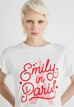 Футболка с принтом NMGABY EMILY PARIS Noisy May, белый