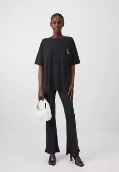 Футболка с принтом Nmida Rhinestone Noisy May, черная