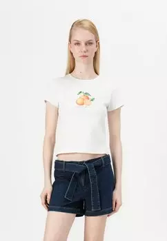 Футболка с принтом NMMOLLY OLIVE Noisy May, белый