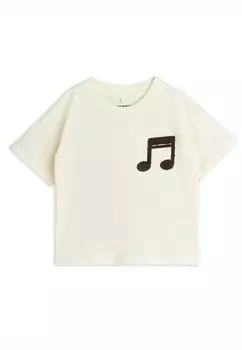 Футболка с принтом NOTE TEE UNISEX Mini Rodini, слоновая кость
