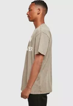 Футболка с принтом NOW OR NEVER ACID WASHED Merchcode, хаки