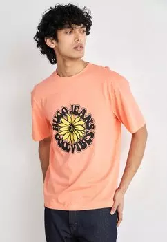 Футболка с принтом NUNE HUGO, цвет light pastel orange