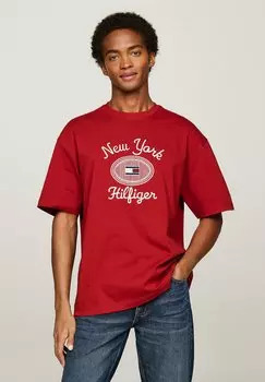 Футболка с принтом Nyc Logo Embroidery Tommy Hilfiger, красный