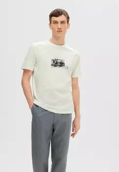 Футболка с принтом O-NECK TEE Selected Homme, крем