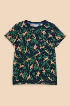 Футболка с принтом обезьяны White Stuff, синий