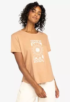 Футболка с принтом OCEAN AFTER Roxy, коричневый