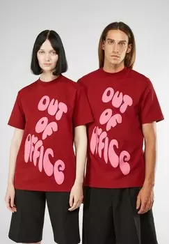 Футболка с принтом ОДЕЖДА Camper, бордовый розовый