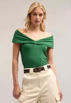 Футболка с принтом OFF-SHOULDER Motivi, зеленый