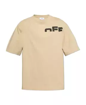 Футболка с принтом Off White, бежевый
