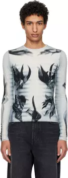 Футболка с принтом «Off-White & Navy Flower Body Morphing» Jean Paul Gaultier