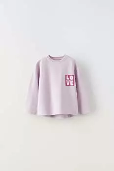 Футболка с принтом, окрашенная в шкале ZARA, лаванда