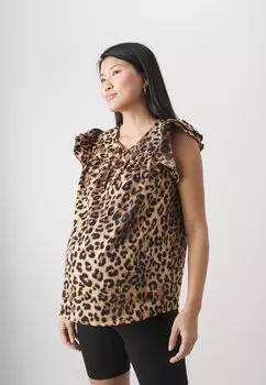 Футболка с принтом OLMKIMIKA FRILL ONLY MATERNITY, цвет sand