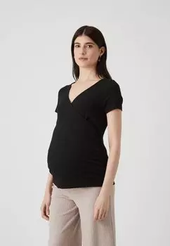 Футболка с принтом OLMLULU WRAP ONLY MATERNITY, цвет black